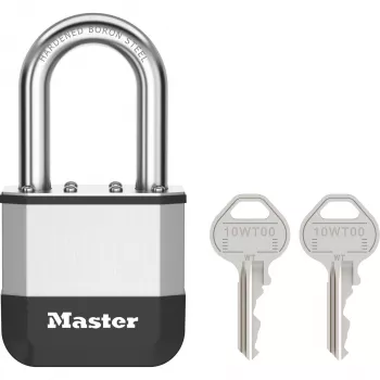 Master Lock Elite 52mm obešanka iz masivne medenine s 38mm kaljenim jeklenim lokom, 5-Pin cilinder, različni ključi, priložena 2 ključa