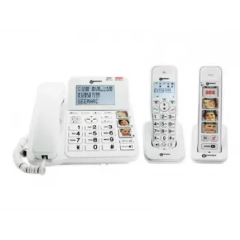 Geemarc Pack SENIOR 295 žični in brezžični telefon za seniorje z odzivnikom, foto tipkami, brezžično slušalko z osvetljenim zaslonom, bel