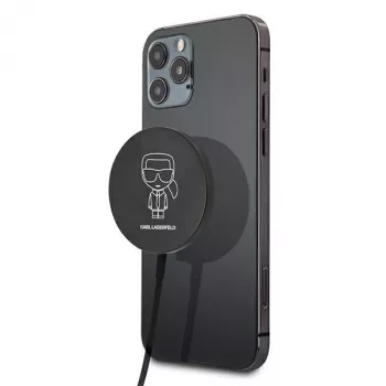 Karl Lagerfeld brezžični polnilnik, združljiv z MagSafe, 15W črn