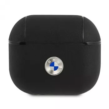 BMW BMA3SSLBK ovitek za AirPods 3 črn pravo usnje srebrn logotip