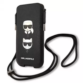 Karl Lagerfeld Ikonik Karl & Choupette Head trdi ovitek za iPhone 12 / 12 Pro 6,1 inch – črna