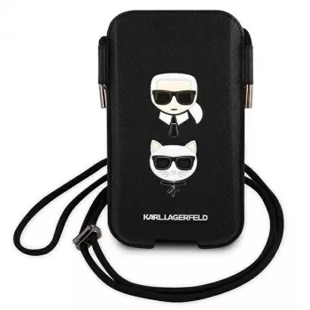 Karl Lagerfeld Ikonik Karl & Choupette Head trdi ovitek za iPhone 12 / 12 Pro 6,1 inch – črna