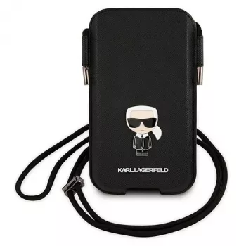 Karl Lagerfeld Saffiano Ikonik trdi ovitek za Apple iPhone 12 Pro Max, črn