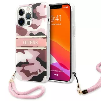 Guess Camo Strap Collection trdi ovitek za Apple iPhone 13 Pro / iPhone 13, roza