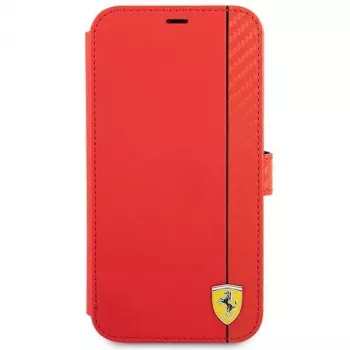 Ferrari FESAXFLBKP13SRE On Track Carbon Stripe ovitek zložljiv za iPhone 13 mini, rdeč