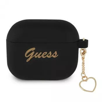 Guess GUA3LSCHSK ovitek za AirPods 3 črn silikonski Charm Heart Collection