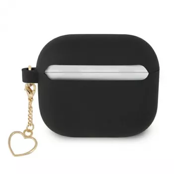 Guess GUA3LSCHSK ovitek za AirPods 3 črn silikonski Charm Heart Collection