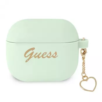 Guess GUA3LSCHSN ovitek za AirPods 3 zelen silikonski Charm Heart Collection