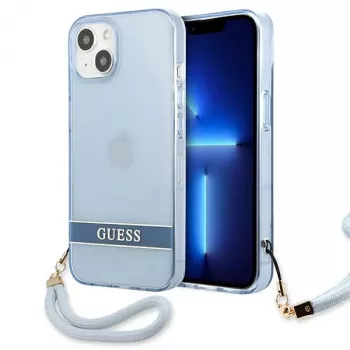 Guess GUHCP13SHTSGSB iPhone 13 mini 5,4 inch moder prosojna trda lupina z nosilnim trakom