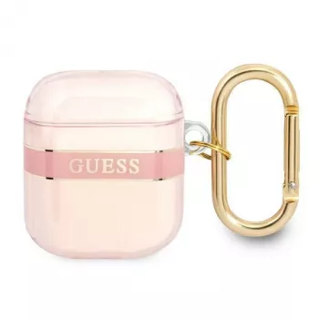 Guess GUA2HHTSP zaščitni ovitek Strap Collection za Apple AirPods 1/2 – roza