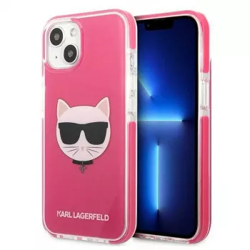 Karl Lagerfeld KLHCP13MTPECPI iPhone 13 / 14 / 15 6,1 inch trda lupina fuksija Choupette Head