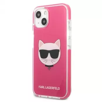 Karl Lagerfeld KLHCP13MTPECPI iPhone 13 / 14 / 15 6,1 inch trda lupina fuksija Choupette Head