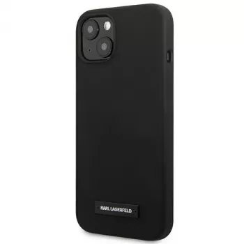 Karl Lagerfeld silikonski hrbtni ovitek s ploščico za Apple iPhone 13 mini 5,4 palca - črn