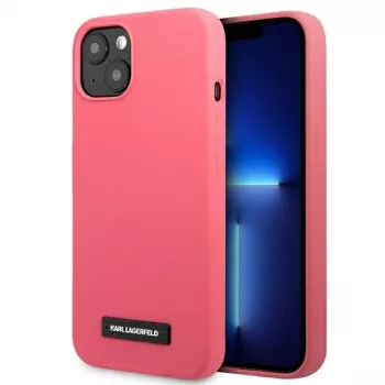 Karl Lagerfeld KLHCP13SSLMP1PI silikonski hrbtni ovitek s ploščico za iPhone 13 mini 5,4 palca fuksija