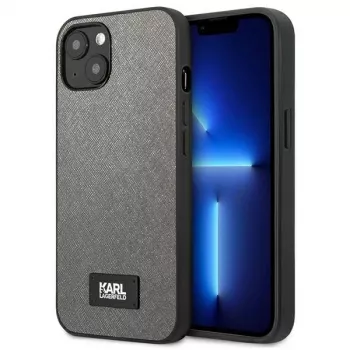 Karl Lagerfeld Saffiano trdi ovitek s ploščico za Apple iPhone 13 mini 5,4 palca - srebrn