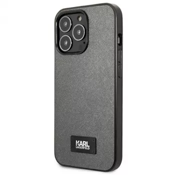 Karl Lagerfeld KLHCP13LSFMP2DG Saffiano trdi ovitek s ploščico za iPhone 13 Pro / 13 6,1 palca - srebrn