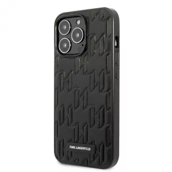 Karl Lagerfeld KLHCP13LMNMP1K trdi ovitek za iPhone 13 Pro / 13 6,1 palca, črn, monogram s ploščico