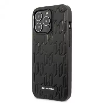 Karl Lagerfeld KLHCP13XMNMP1K trdi ovitek za iPhone 13 Pro Max 6,7 črn monogram s ploščico