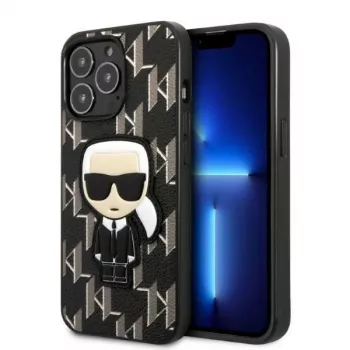 Karl Lagerfeld KLHCP13LPMNIKBK trdi ovitek za iPhone 13 Pro / 13 6,1 palca črn monogram Ikonik Patch
