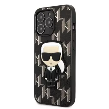 Karl Lagerfeld KLHCP13LPMNIKBK trdi ovitek za iPhone 13 Pro / 13 6,1 palca črn monogram Ikonik Patch