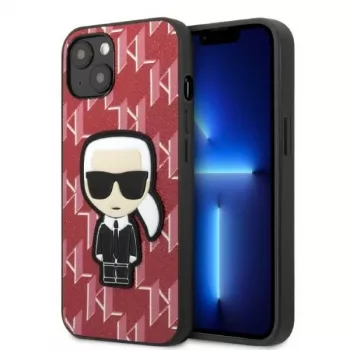 Karl Lagerfeld KLHCP13SPMNIKPI trdi ovitek za Apple iPhone 13 mini 5,4 palca rdeč monogram Ikonik Patch