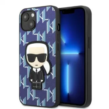 Karl Lagerfeld KLHCP13SPMNIKBL trdi ovitek za iPhone 13 mini moder monogram Ikonik Patch
