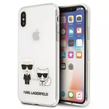 Karl Lagerfeld KLHCI65CKTR trdi ovitek za Apple iPhone Xs Max, prozoren, dizajn Karl & Choupette