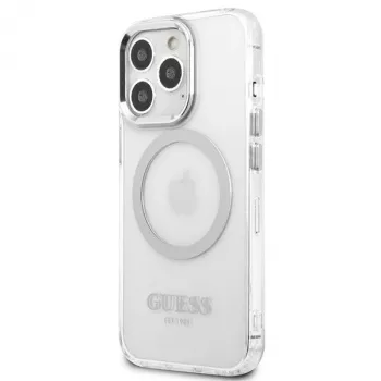 Guess GUHMP13LHTRMS Metal Outline MagSafe trdi ovitek za iPhone 13 Pro / iPhone 13 6,1 palca - srebrn