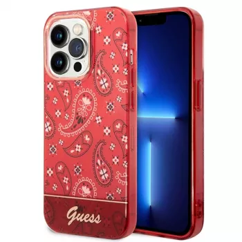 Guess GUHCP14LHGBNHR trdi ovitek Bandana Paisley za Apple iPhone 14 Pro 6,1 palca rdeč