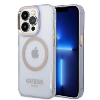 Guess Gold Outline Translucent trdi ovitek za Apple iPhone 14 Pro 6,1 - vijoličen