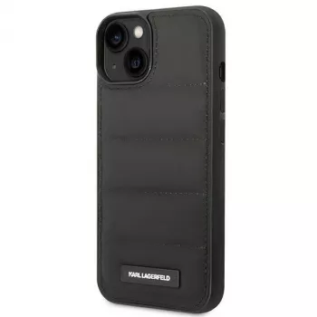 Karl Lagerfeld KLHCP14SPSQAK Puffy Elongated Logo trdi ovitek za Apple iPhone 13/14/15 6,1 palca - črn