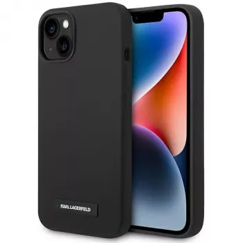 Karl Lagerfeld KLHMP14MSLMP1K silikonski trdi ovitek s ploščico MagSafe za iPhone 14 Plus / 15 Plus 6,7 palca črn