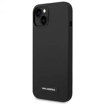 Karl Lagerfeld KLHMP14MSLMP1K silikonski trdi ovitek s ploščico MagSafe za iPhone 14 Plus / 15 Plus 6,7 palca črn