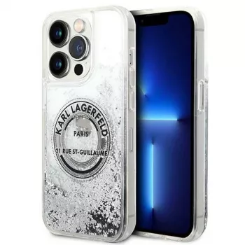 Karl Lagerfeld trdi ovitek za iPhone 14 Pro 6,1 palca Liquid Glitter RSG srebrn