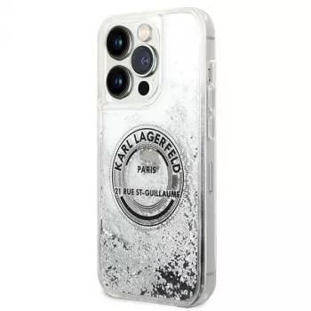Karl Lagerfeld trdi ovitek za iPhone 14 Pro 6,1 palca Liquid Glitter RSG srebrn