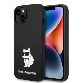 Karl Lagerfeld KLHMP14MSNCHBCK trdi ovitek za iPhone 14 Plus / 15 Plus 6,7 palca črn silikonski Choupette MagSafe