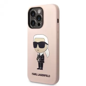 Karl Lagerfeld KLHCP14XSNIKBCP Ikonik silikonski trdi ovitek za iPhone 14 Pro Max 6,7 inch roza