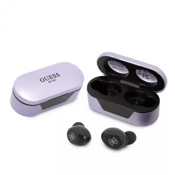 Guess GUTWST31EU prave brezžične stereo Bluetooth 5.3 ušesne slušalke s polnilnim ohišjem vijolične