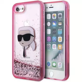 Karl Lagerfeld KLHCI8LNKHCP trdi ovitek z bleščicami Karl Head za iPhone 7/8/SE 2020/SE 2022 roza
