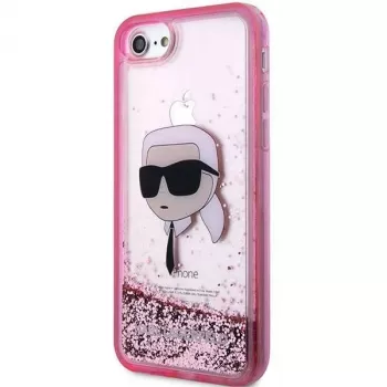 Karl Lagerfeld KLHCI8LNKHCP trdi ovitek z bleščicami Karl Head za iPhone 7/8/SE 2020/SE 2022 roza