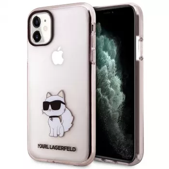 Karl Lagerfeld Ikonik Choupette trdi ovitek za iPhone 11 / XR 6,1 inch roza