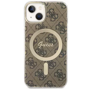 Guess GUHMP13MH4STW iPhone 13 / 14 / 15 6,1 inch rjav trdi ovitek z MagSafe