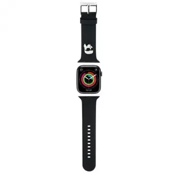 Karl Lagerfeld 3D gumijasti jermen Karl Head za Apple Watch 42/44/45/49mm črn