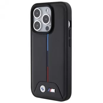 BMW BMHCP15L22PVTK iPhone 15 Pro 6,1 inch črn trdi ovitek prešito tricolor