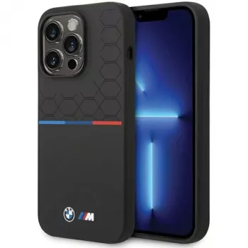 BMW M Collection silikonski ovitek za Apple iPhone 15 Pro Max 6,7 inch črn vzorec