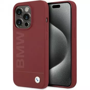 BMW M Collection silikonski trdi ovitek z MagSafe za Apple iPhone 15 Pro 6,1 inch rdeč Big Logo