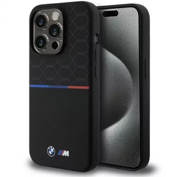 BMW M silikonski ovitek z vzorcem MagSafe za Apple iPhone 15 Pro 6,1 inch črn