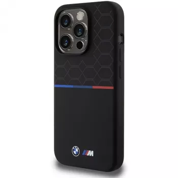 BMW M silikonski ovitek z vzorcem MagSafe za Apple iPhone 15 Pro 6,1 inch črn