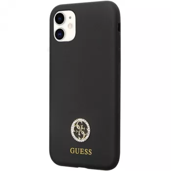 Guess GUHCN614DGPK trdi silikonski ovitek Logo Strass 4G zadnji pokrov za Apple iPhone 11 / Xr 6,1 inch črn