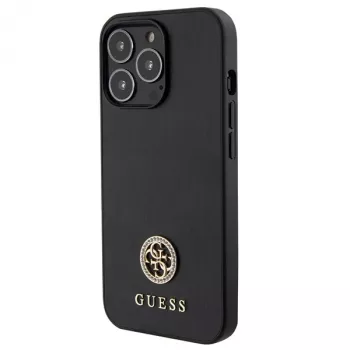 Guess GUHCP13LPS4DGPK trdi ovitek za Apple iPhone 13 Pro 6,1 inch črn kovinski logotip iz strass
